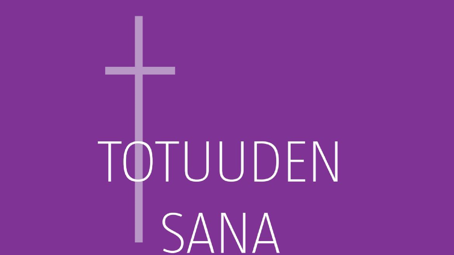 totuuden sana, vaalea risti violetilla taustalla